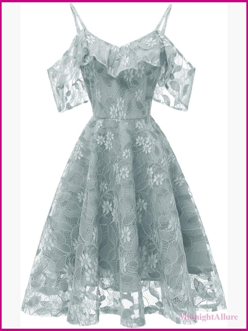 Vintage Lace Floral A-Line Cocktail Swing Dress